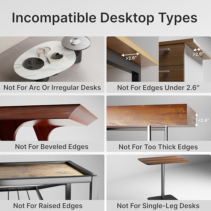 Desk Extender Tray, 24" x 12" Clamp On Shelf, Desk Extension with Laptop Holder, Table Arm Rest, Clamp On Keyboard Tray for Office and Home, Workstation Organizer, Medium, White