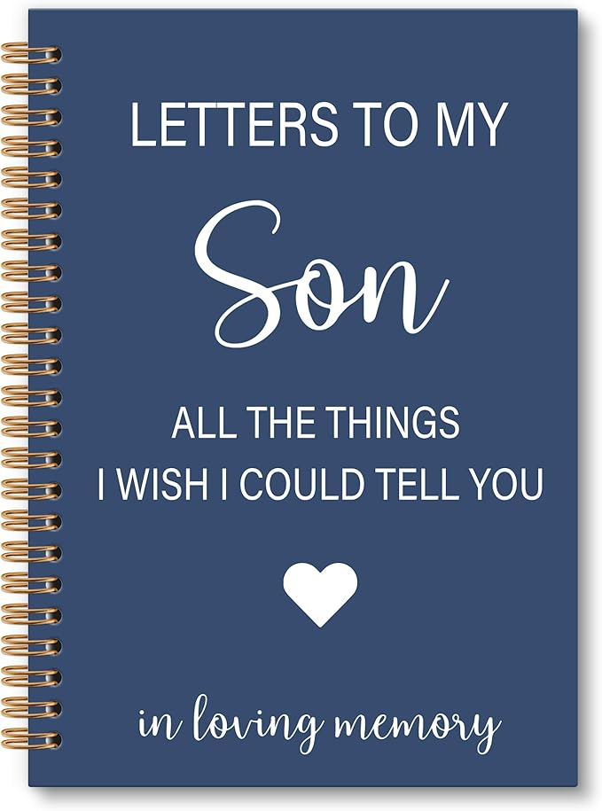 OINDADE Memorial Gifts for Loss of Son Grief Notebook Journal, Letters to My Son in Heaven Journal, Memorial Sympathy Notebooks Gifts for Loss of SonMother, In Loving Memory Sympathy Gifts, 6x8.2In