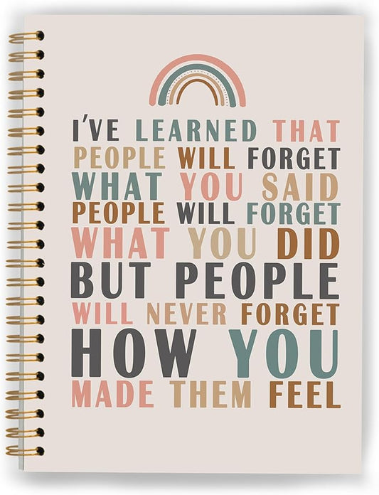 Maya Angelou Quotes Notebook, Motivational Journal, Inspirational Notebooks for Women, People Will Never Forget How You Made Them Feel Spiral Notebooks 5.5x8.3 Inch
