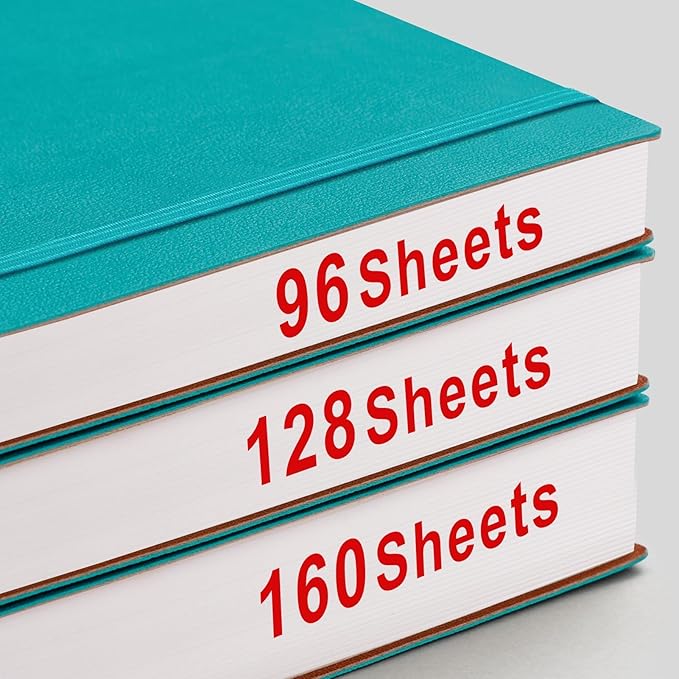 AHGXG Bullet Dotted Journal - 320 Pages Dot Grid Notebook B5 Large Journal, 7.6'' X 10'', 100gsm Thick Dotted Paper, Leather Softcover, with Journal Stencils, Inner Pocket - Cyan