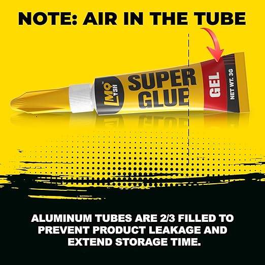 Super Glue Gel 12x3g CA Glue, Clear Cyanoacrylate Adhesive Single Use for Shoe Sole Repair Ceramic Plastic Model Metal Wood Aquarium Leather Pottery Glass, Food Safe Strong and Instant Bonding