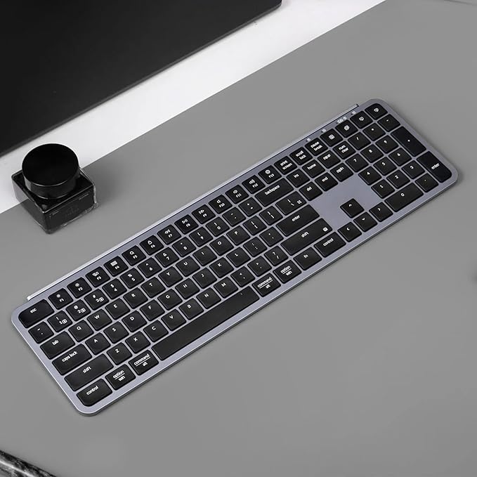 Keychron B6 Pro Ultra-Thin Wireless Keyboard, Full-Size ZMK with Numeric Keypad Quiet Typing, 2.4 GHz/Bluetooth 5.2/Wired Connection Long Battery Life, Compatible with Mac Windows Linux - Space Gray