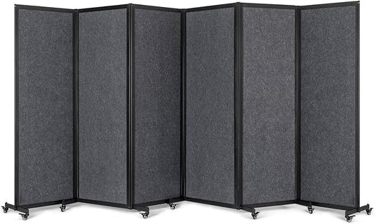 Room Partition,Office Divider,Portable Commercial Screen Dividers,Privacy Partition Separator,Classroom School Dividers, 12'7"L* 6'7"H,6 Panel,Grey