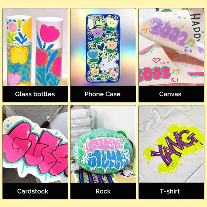 Arrtx Acrylic Jumbo Markers 10mm Broad Tips Acrylic Paint Pens for Stone, Glass, Easter Egg, Wood and Fabric Painting-No Toxic,No Odor