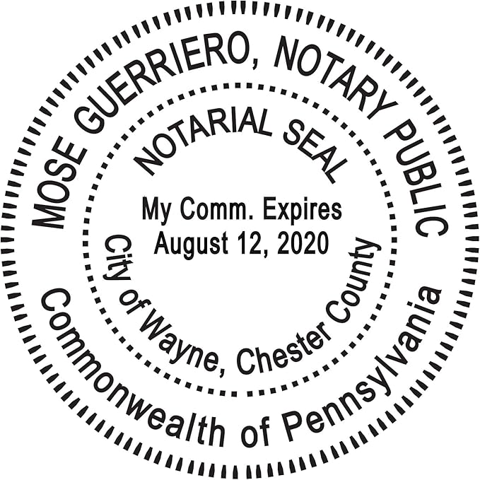 Round Notary Stamp for State of Pennsylvania- Self Inking Stamp - Top Brand Unit with Bottom Locking Cover for Longer Lasting Stamp - 5 Year Warranty