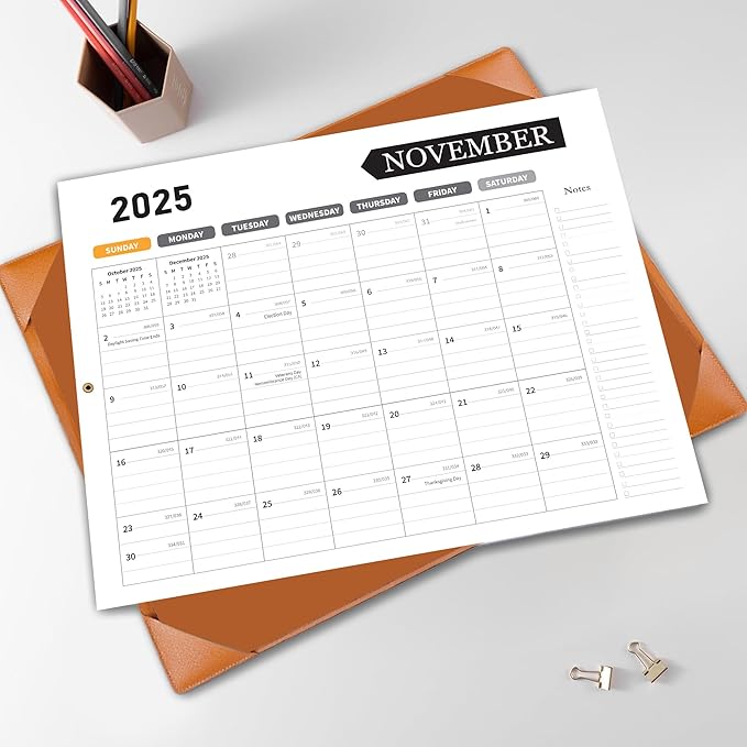 Large Desk Calendar 2025-2026, Calendar with Desk Protecting Pad, Desk Calendar Large 22x17, Runs From July 2025 to December 2026, 18 Months, Big Desktop Calendar for Family Classroom and Office(Brown)