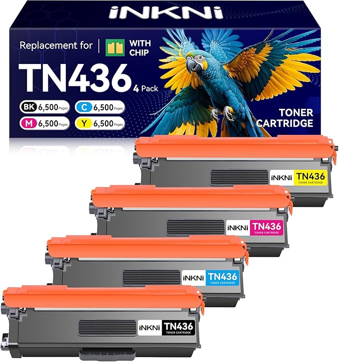 TN436 Toner Cartridge Set 4 Pack(with chip) Compatible Replacement for Brother tn436bk tn433 tn431 tn 436bk Toner for MFC-L8900CDW HL-L8360CDW HL-L8260CDW MFC-L8610CDW Prints