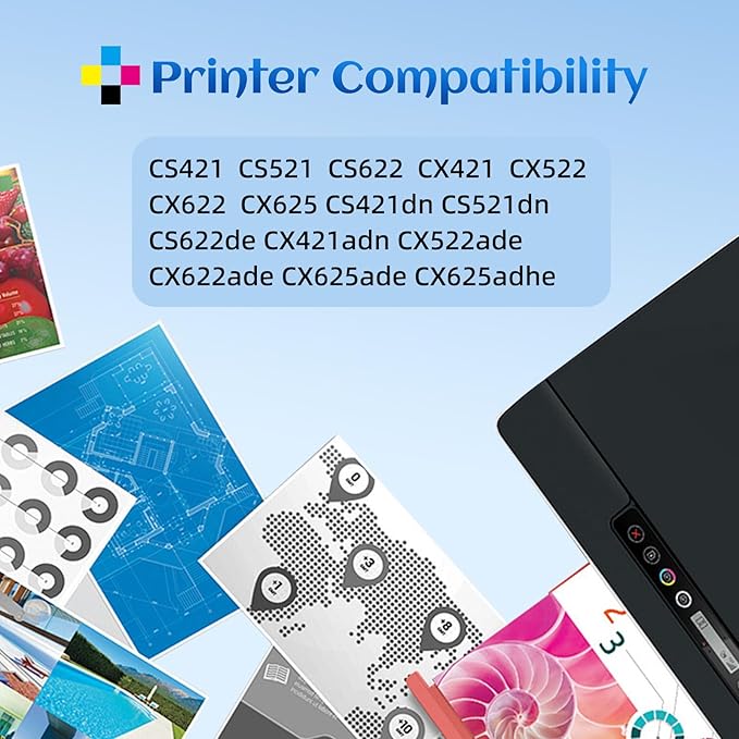 78C10K0 78C10C0 78C10M0 78C10Y0 High Yield Toner Cartridge Replacement for Lexmark CS421 CS521 CS622 CX522 CX421 CX622 CX625 CS622de CS521dn CS421dn CX421adn CX522ade Printer （4 Pack）