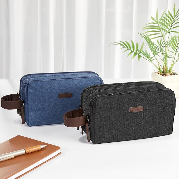 Sooez Large Pencil Case Pouch, Extra Big Pencil Pouch Pencil Bag with PU Handle & Zipper, Sturdy Pen Case with 3 Compartments, Aesthetic School College Supplies Organizer for Men Women Boys, Dark Gray