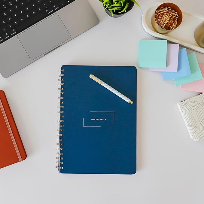 Undated Daily Planner | 8.25” x 11.75” To Do List Notebook | Work Productivity ADHD Organizer | Men and Women Planner | College Supplies | Evergreen | Portrait Layout