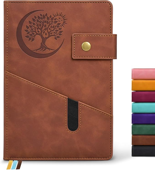 Blank Journal Notebook, A5 Hardcover Leather Sketchbook with 200 Pages Thick Blank Paper for Men Women, Unlined Drawing & Writing Journal, 5.9" x 8.4" Plain Notebook (dark brown)