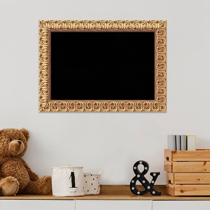 Amanti Art Black Cork Board for Wall, 15x21 Vision Board with Gold Wood Frame, Small Corkboard Office Decor for Home Organization, Traditional Corkboard Pinboard to Display Items for Home