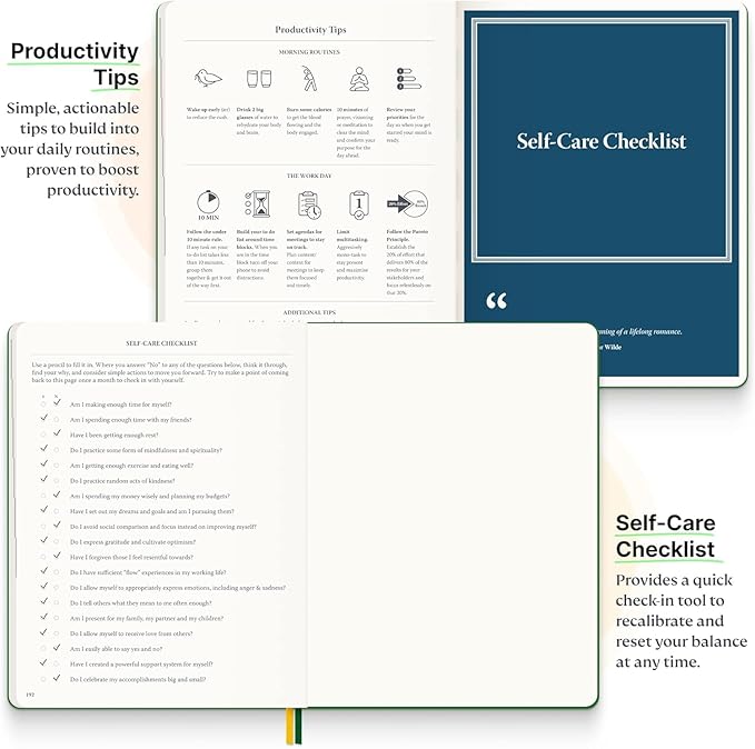 Purpose Planner Notebook B5 Hardcover 7.5”x9.8”- Teal Undated Daily, Weekly, and Monthly 2025 - Productivity & Goal Setting Tool for Work, Home, and Self-Care - ADHD & Journal for Adults