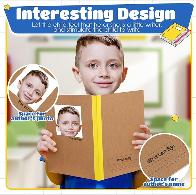 Henoyso 60 Pcs Primary Composition Notebook for Kids 9.75 x 7.5 Inch K-2 Primary Writing Journal with Rainbow Spine 60 Pages Draw and White Journal for Student Back to School Supplies