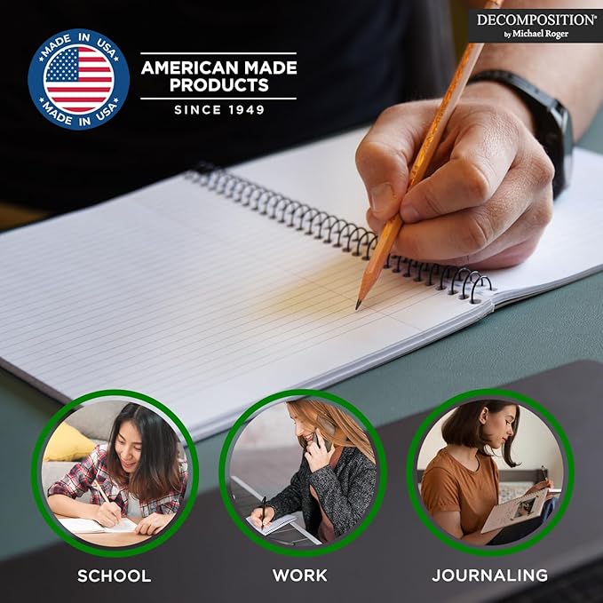 Decomposition 3-Pack Coastal Harmony College Ruled Spiral Notebook - 9.75 x 7.5 Journal, 160 Lined Pages - 100% Recycled Paper - Notebooks for School Supplies, Home & Office - Made in USA