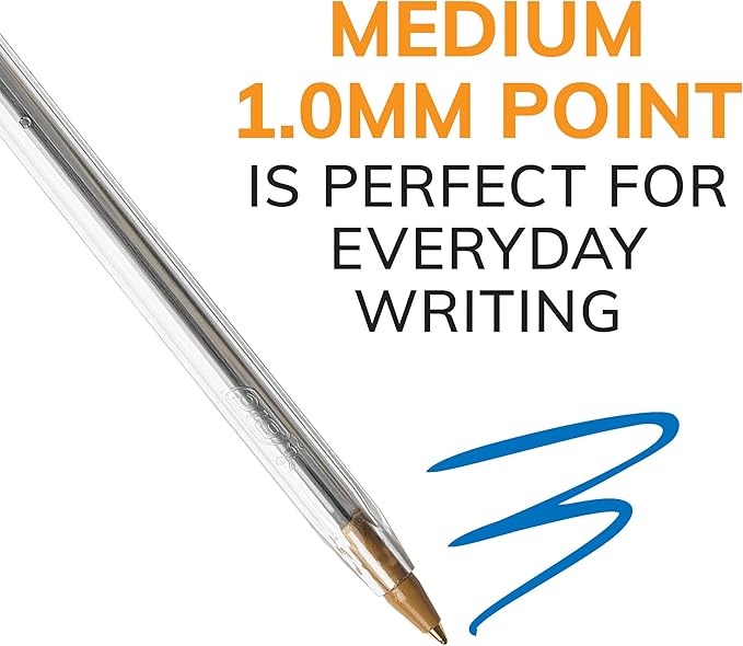 BIC Cristal Xtra Smooth Blue Ballpoint Pens, Medium Point (1.0mm), 24-Count Pack, Extra Smooth and Reliable Ballpoint Pens