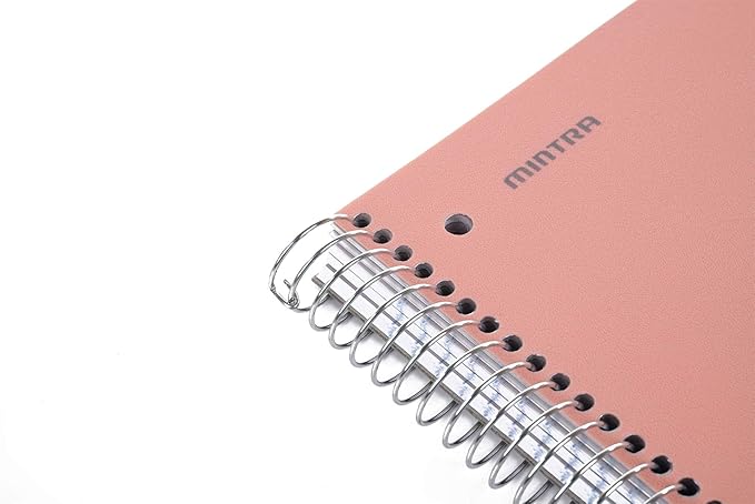 Mintra Office Durable Spiral Notebooks, 5 Subject (Salmon, College Ruled 1pk)