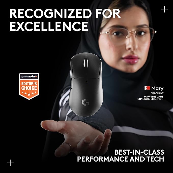 Logitech G PRO X Superlight 2 DEX Wireless Gaming Mouse, 60g pro-Grade Right-Handed Mouse with 5 programmable Buttons, USB-C Charging, 44k DPI Sensor, up to 8 kHz Polling for PC/Mac - White