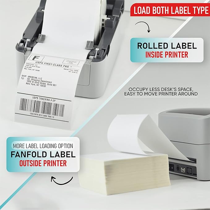 2054K-WF Mini WiFi Wireless Shipping Label Printer for iPhone Windows Mac Chromebook Android Support Amazon Ebay Paypal Shopify Shipstation UPS USPS FedEx Fanfold Direct Label