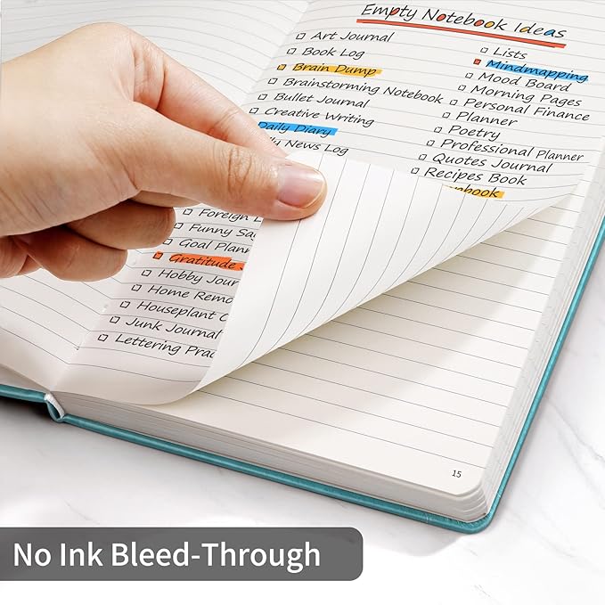 Annecy Lined Journal Notebook, Hardcover Numbered College Ruled Journal, Medium 5.5x 8.25, 160 Pages 100GSM Writing Paper, Turquoise