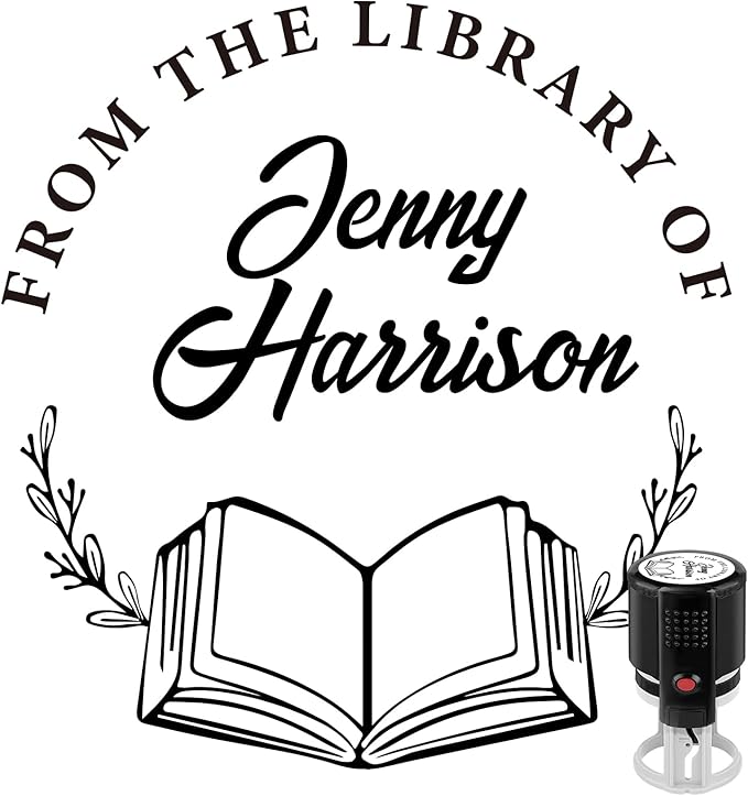 Custom Self-Inking Stamps | Personalized Book Stamp Gift for Book Lovers | 5 Ink Colors (Style05)