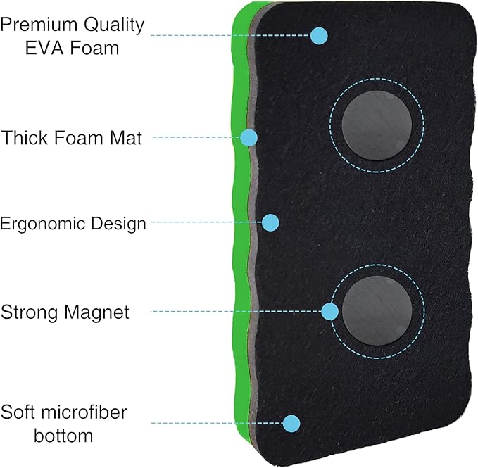 OWLKELA Dry Erase Erasers, Magnetic Whiteboard Erasers 8 Pack, Magnetic Dry Erasers for White Board, White Board Markers Dry Erase, Ideal for Classroom, Home, Office