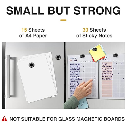 MIKEDE Whiteboard Magnets, 60Pcs Fridge Magnets Small Magnetic Push Pins Strong Magnets for Whiteboard, Black Neodymium Refrigerator Magnets Perfect for School, Classroom,Kitchen and Map Magnets