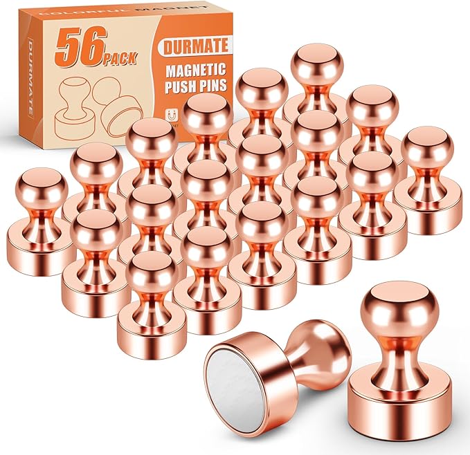 Strong Magnets for Fridge, Rose Gold White Board Magnets Set, Magnetic Whiteboard for Refrigerator, Desk Accessories, Kitchen Decor and Accessories, Crafts, Bulletin Board, Pack of 56
