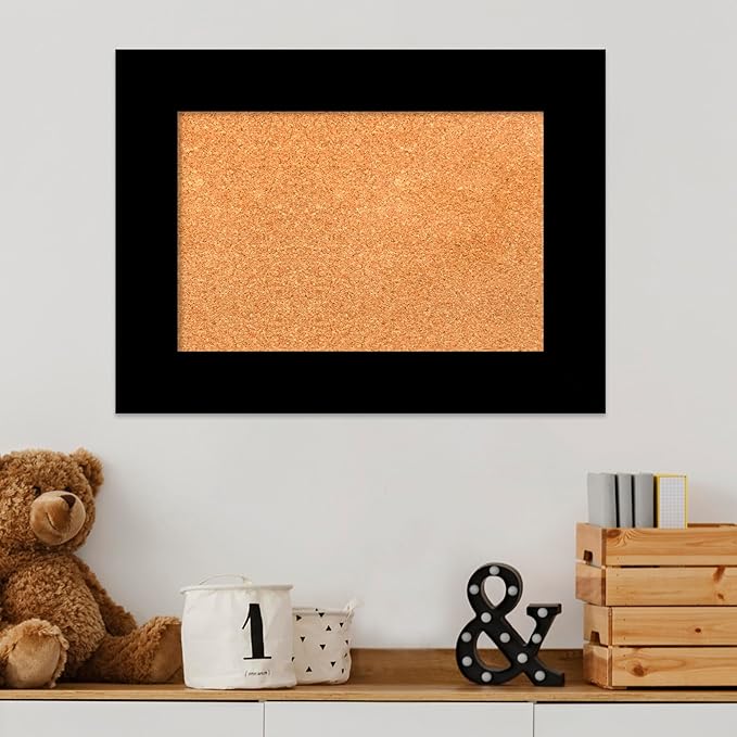 Amanti Art Natural Cork Board for Wall, 17x23 Vision Board with Black Wood Frame, Small Corkboard Office Decor for Home Organization, Casual Corkboard Pinboard to Display Items for Home Organization