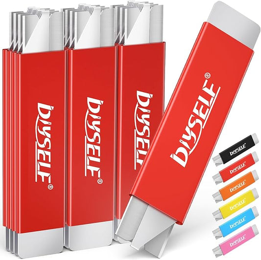 DIYSELF 12 Pack Box Cutters, Utility Knife Aluminum Alloy, Razor Knife Utility, Box Knife with Single Edge Razor Blade, Box Cutter Knives Retractable, Boxes Opener for Letters, Packages (Red)