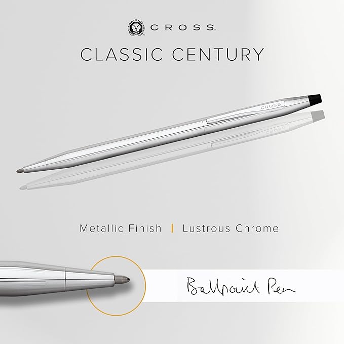 Cross Classic Century Refillable Ballpoint Pen Presented in a Luxury Gift Box - Medium Point, Black Ink, Lustrous Chrome
