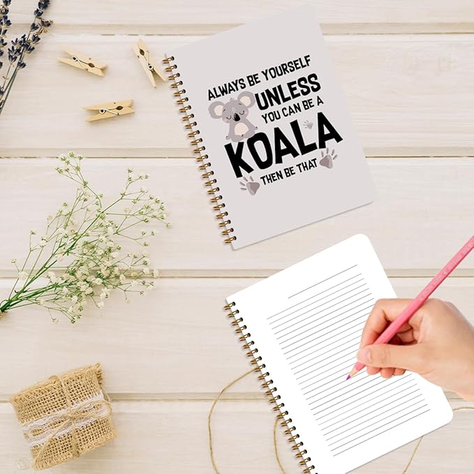 2 Pcs Koala Spiral Notebooks for Work, A5(8.3x5.8inch) Composition Notebook College Ruled Note Book, Cute Diary Hardcover Notepads Lined Travel Journal for Writing, Koala Lovers Gifts for Women