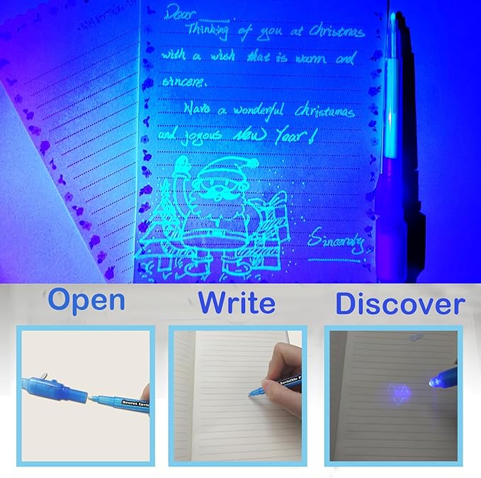 SCStyle Invisible Ink Pen 21Pcs with UV Light Magic Marker for Secret Messages, Writing Information for Birthdays, Easter, Halloween, Christmas Gifts for Students