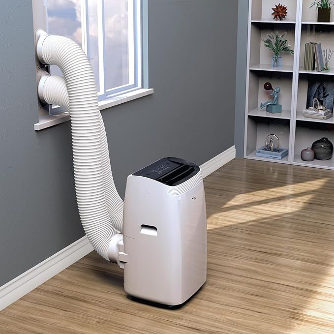 TCL H10PDH56W, 450 Sq. Ft, 10,000 BTU Q-Series Dual Hose Portable Inverter Air Conditioner & Heater, AC Unit with Heat, 47% Energy Savings, Compact Design, Works with Smart Home Devices, White