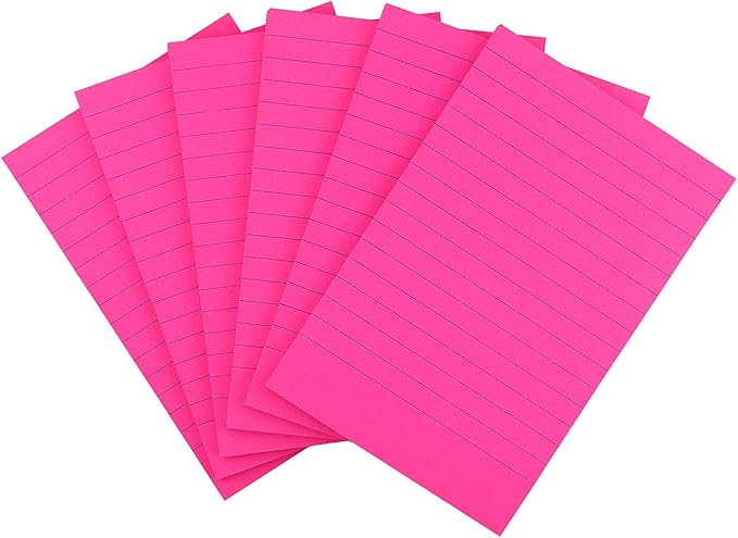Early Buy 6 Pads Lined Sticky Notes with Lines 4x6 Self-Stick Notes Bright Color Sticky Notes, 45 Sheets/Pad (Rose Red)