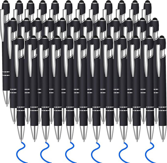 36 Pcs Blue Ink Ballpoint Pen with Stylus 2 in 1 Ballpoint Pen for Touch Screens School Office Coworkers (Black)