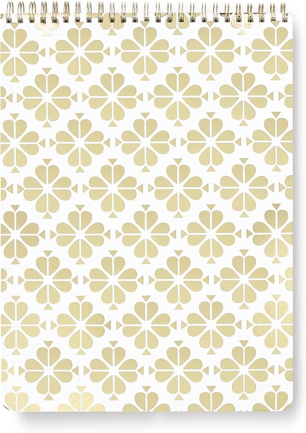 Kate Spade New York Large Top Spiral Notebook with 160 Lined Pages College Ruled, 11" x 8.5" Blank Hardcover Journal, Gold Spade Floral