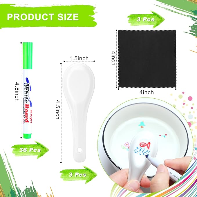 Teling 36 Pcs Magic Drawing Pen Bundle 12 Colors Magical Water Painting Pens for Kids Create Magic Pen Floating Ink Drawings Set with Spoons and Towel, Tattoo Water Marker Xmas Gift for Boy and Girl