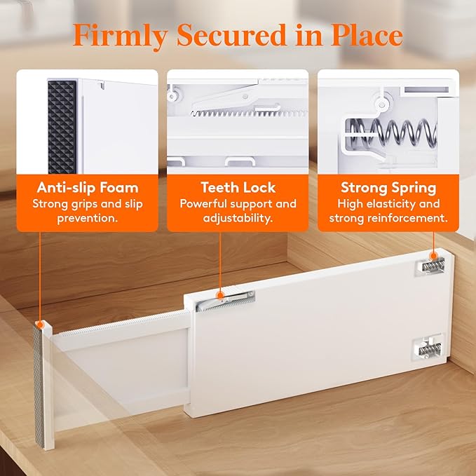 Lifewit 5 Pack Drawer Dividers 5" High, 13.5-22" Adjustable Clothes Organizers, Expandable Dresser Separators in Bedroom/Bathroom/Kitchen/Office