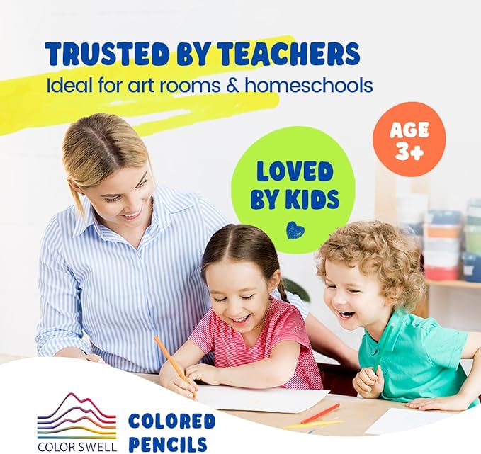 Color Swell Bulk Colored Pencils – 12 Sets, 144 Pre-Sharpened Assorted Vibrant Colors – Ideal for Kids, Teachers, and Classroom Supplies