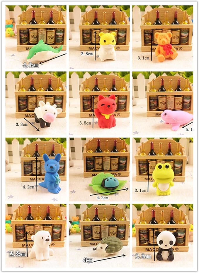 Animal Erasers Desk Pet 40 Pack 3D Animal Erasers for Kids Cute Fun Puzzle Erasers for Students School Supplies Prize Gifts Party Favors