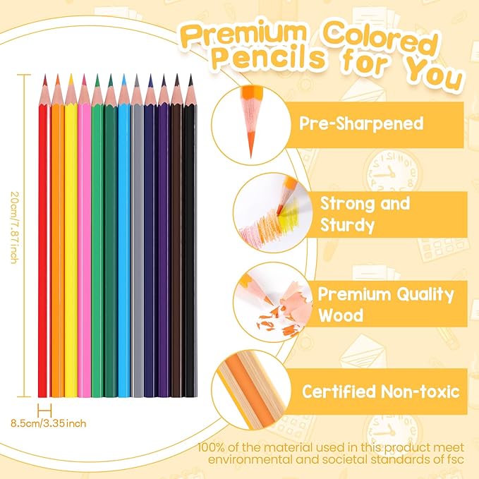 336 Packs Colored Pencils Bulk Classroom, Colored Pencils for Kids 12 Assorted Colors, Coloring Pencil Set Plus 36 Sharpeners, Pre-sharpened Color Pencils, Back to School Supplies Bulk for Teachers