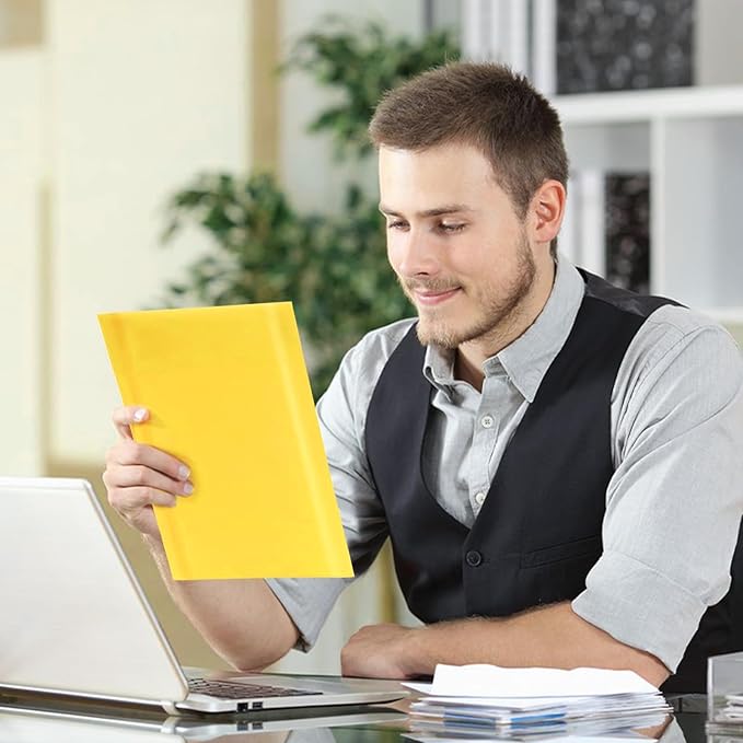 Kraft Bubble Mailers 6×10'' Inch 100 Pack Yellow Padded Envelopes Self-Sealing Mail Shipping Bags for Mailing Cards Jewelry Makeup and Small Business Packaging