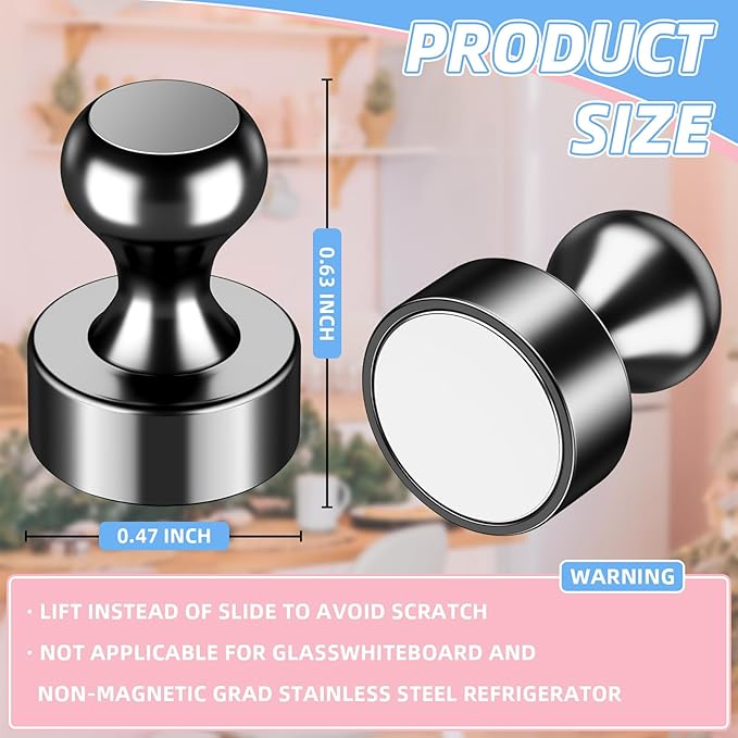 VNDUEEY 40Pcs Fridge Magnets, Black Refrigerator Magnets for Whiteboard, Strong Metal Magnets for Whiteboard, Office, Classroom, Kitchen, Map, Pictures