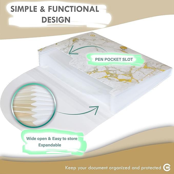 CNK File Folders Organizer with 13 Pockets Accordion Expanding Folder For Documents Receipt Document Paper Pocket Filing Products Accordian Important expandable holder files alphabetical Labels Letter