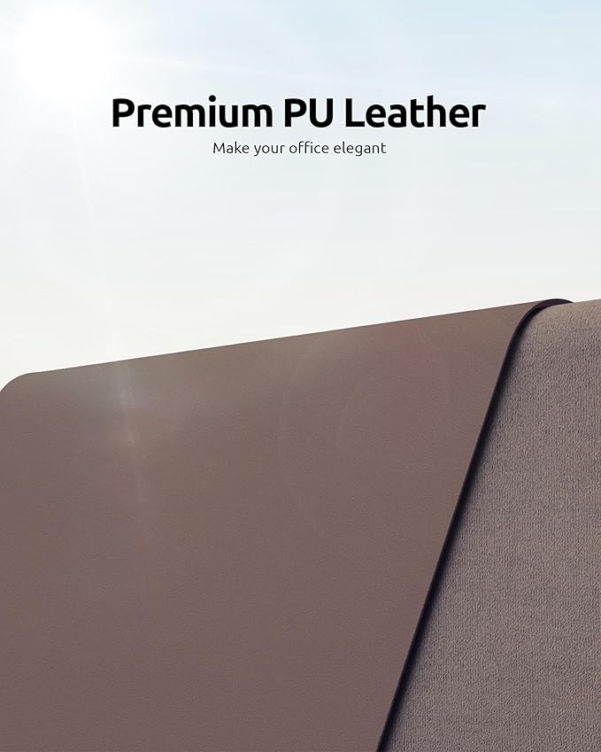 YSAGi Leather Desk Protector, Office Mat, Large Mouse Mat, Non-Slip PU Leather Blotter, Laptop Pad, Waterproof Writing Pad for Office and Home (Chocolate, 23.6" x 13.8")