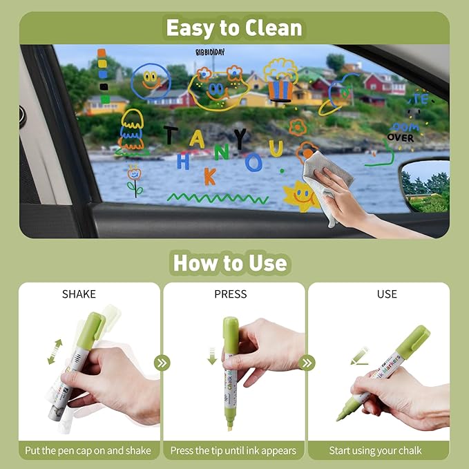 Chalk Markers for Blackboard 8 Macaron Colors, 6mm Reversible Bullet & Chisel Tips, Chalk Pens Wet & Dry Erasable Markers for Whiteboard, Chalkboard, Calendar, Windows, Glass, Signs