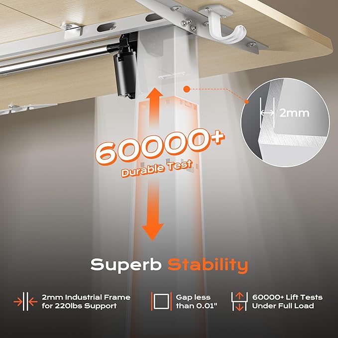 Huuger 63 x 28 Large Electric Standing Desk, Height Adjustable Computer Desk, 27.6" Deep Desktop, Stand up Gaming Office Table with 2 Hooks, 3 Preset Heights, for Home Office, Oak