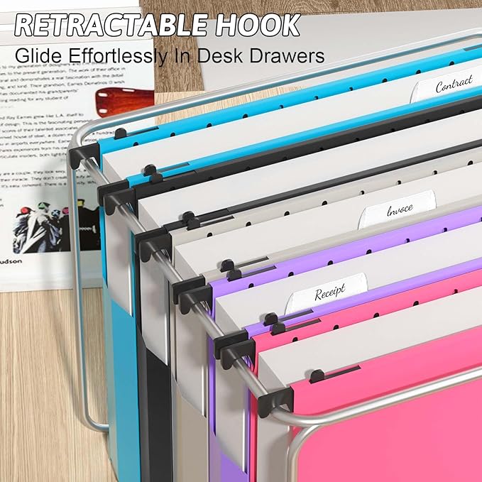Plastic Extra Capacity Hanging File Folder,12 Pack Expanding Hanging File Folders Letter Size, Heavy Duty Folders 2 Inch Expansion, Reinforced Hanging Folders Designed for Bulky Files(Colorful)