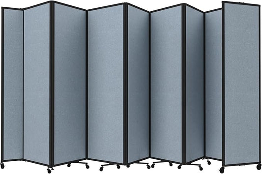 Versare Room Divider 360 Portable Wall Partition | Folding Panels | Large Freestanding Divider | Locking Wheels | Temporary Room Separator